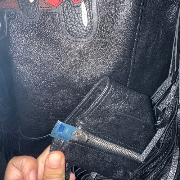 NWOT $875 COACH Black Leather Moto Motorcycle Biker Fringe Car Jacket 0 (XS) - Picture 7 of 10